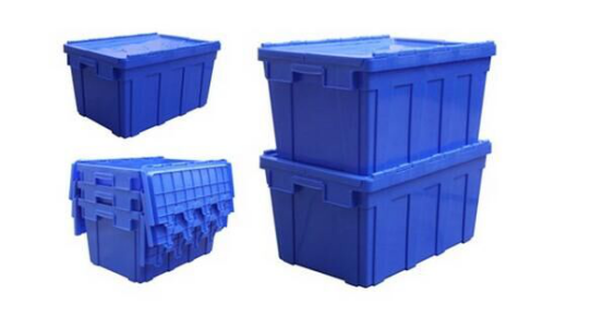Big Office Moving Plastic Stackable Box 120L Stackable HDPE Plastic Moving Box with Hinged Lid