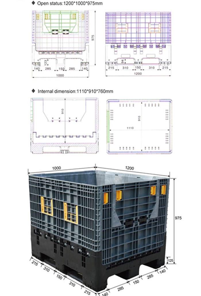 Heavy-Duty HDPE Stackable Plastic Mega Bin for Storage