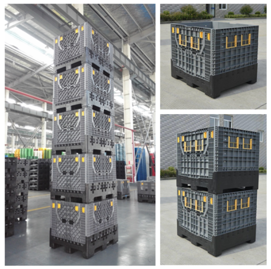 Folding Storage Bin Details Durable HDPE Plastic Folding Storage Bins with Lid