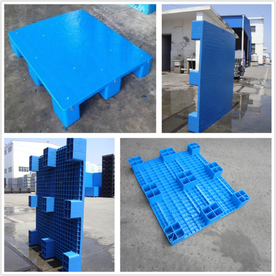 Durable HDPE Blue Stackable Plastic Pallet with 9 Legs
