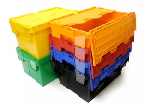 Stackable Plastic Logistic Box Stackable HDPE Logistic Box with Attached Lid - 61.5L