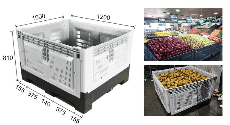 Fruit Storage Solution HDPE Large Folding Stackable Plastic Pallet Bin - Durable Storage Solution