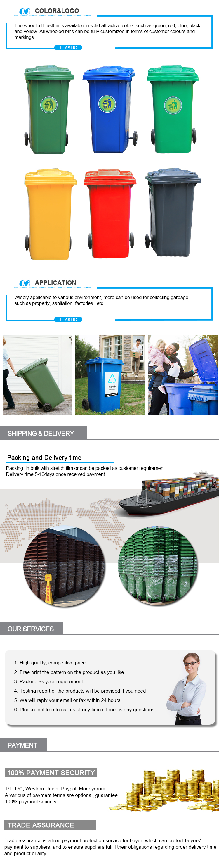 Heavy-Duty 240L Outdoor Plastic Dustbin - HDPE, Stackable, Durable
