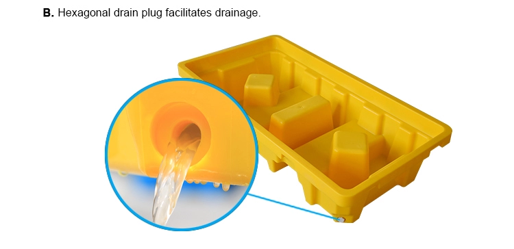 Durable HDPE 4-Drum Oil Spill Containment Pallet