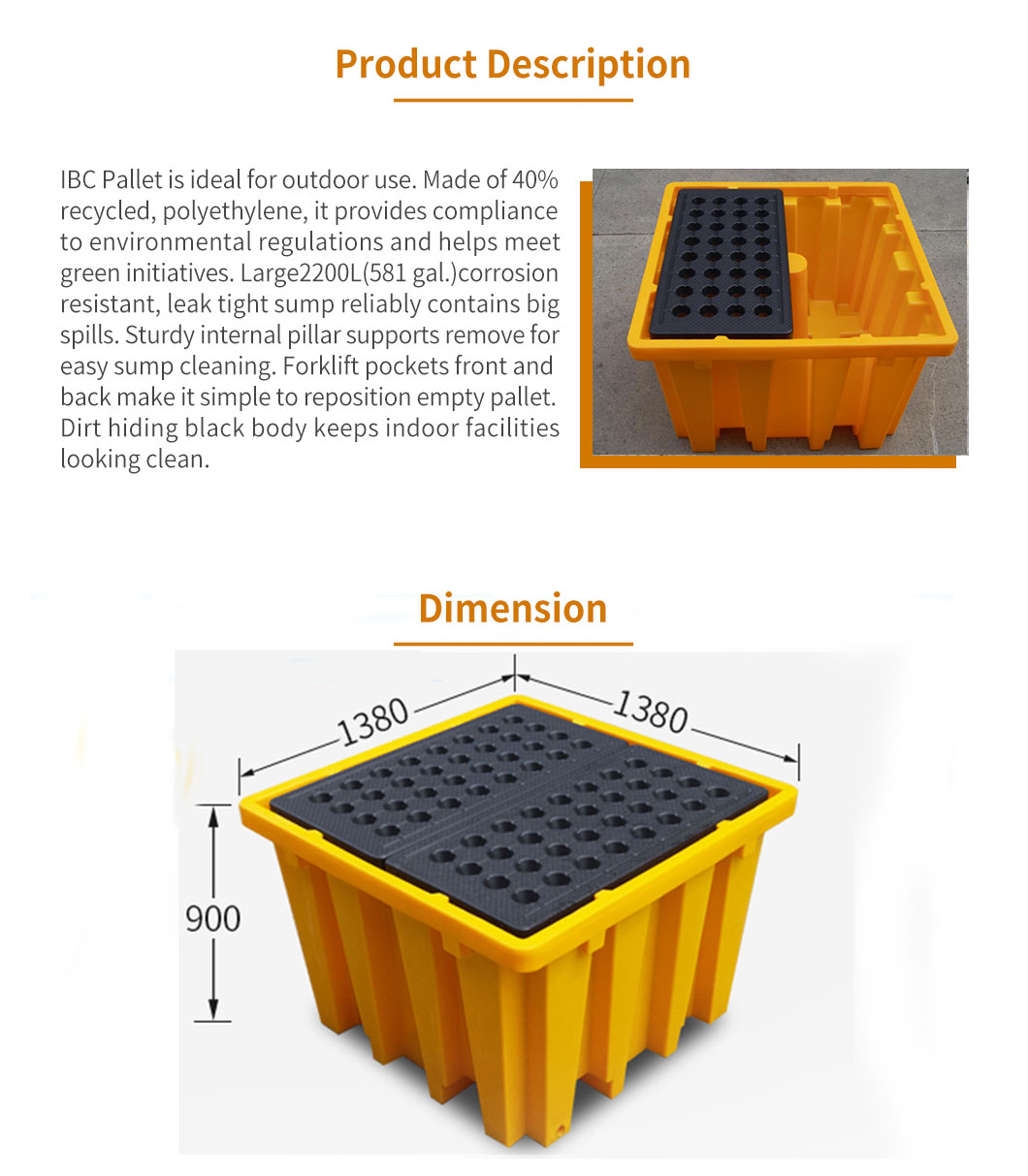 Heavy-Duty HDPE Stackable IBC Drum Bunded Pallet
