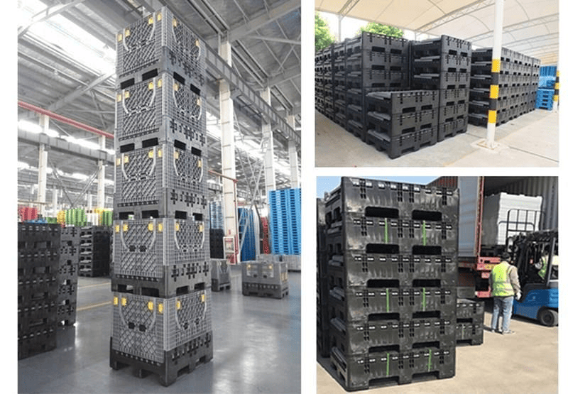 Bulk Container in Use Durable HDPE Foldable Container for Steel Parts Storage