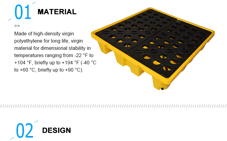 spill pallet features HDPE Stackable Spill Pallet for 4 Drums - Economy Model