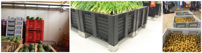 Vented Bulk Container Durable HDPE Stackable Food Storage Plastic Pallet Box