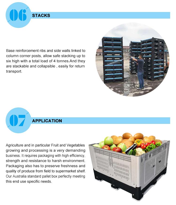 Heavy Duty 1162x1162 Collapsible Plastic Mega Bin for Produce