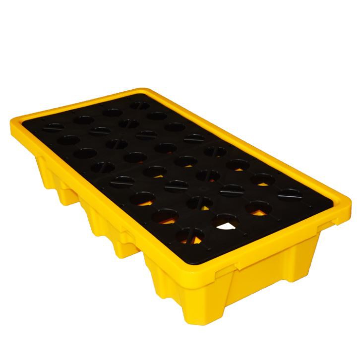 Durable 2 Drum Spill Containment Pallet - HDPE, Stackable & Chemical Resistant
