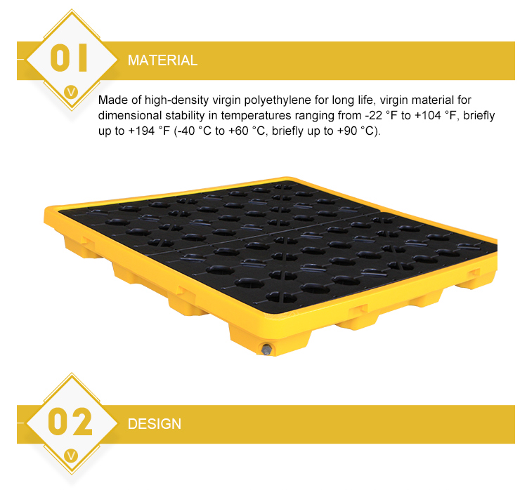 Heavy Duty HDPE Spill Containment Pallets for Chemical Safety