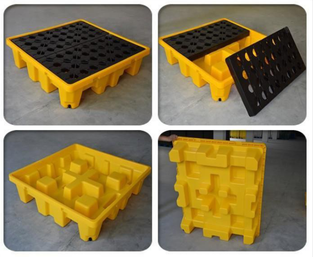 Heavy-Duty HDPE 4 Drum Spill Pallet for Chemical Storage
