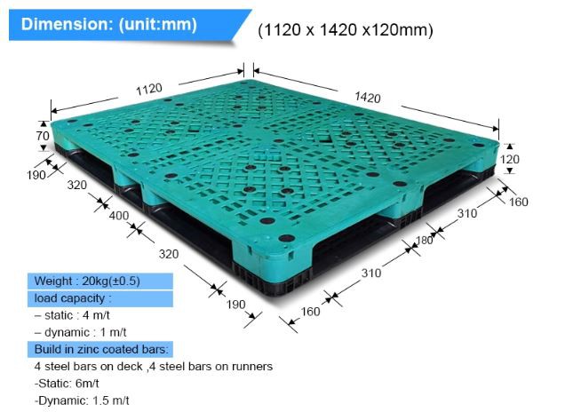 Durable HDPE Stackable Plastic Pallet for Beverages & Logistics