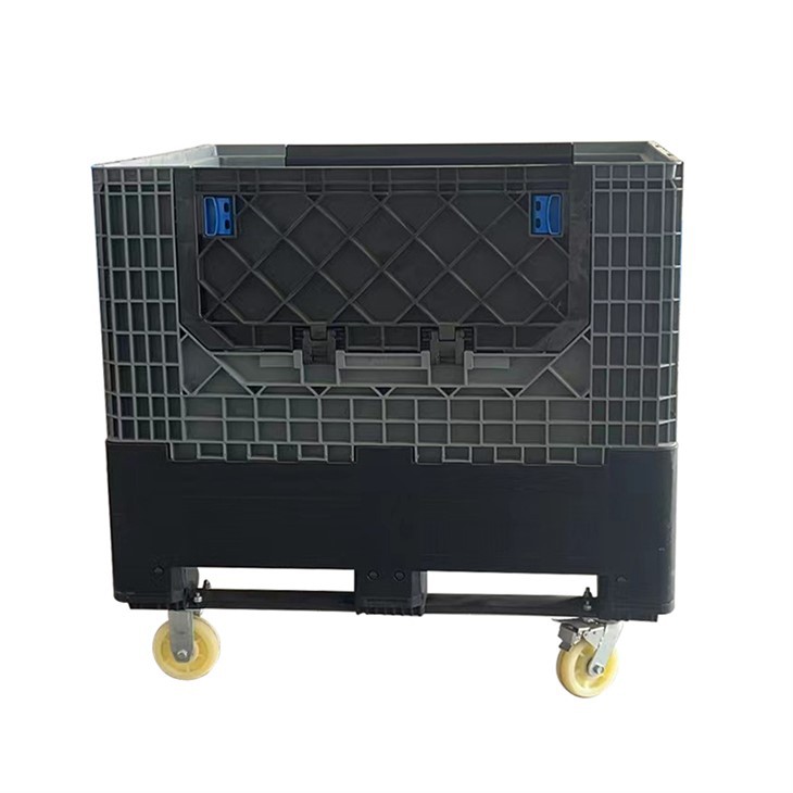 Heavy-Duty Foldable Plastic Pallet Box with Wheels & HDPE