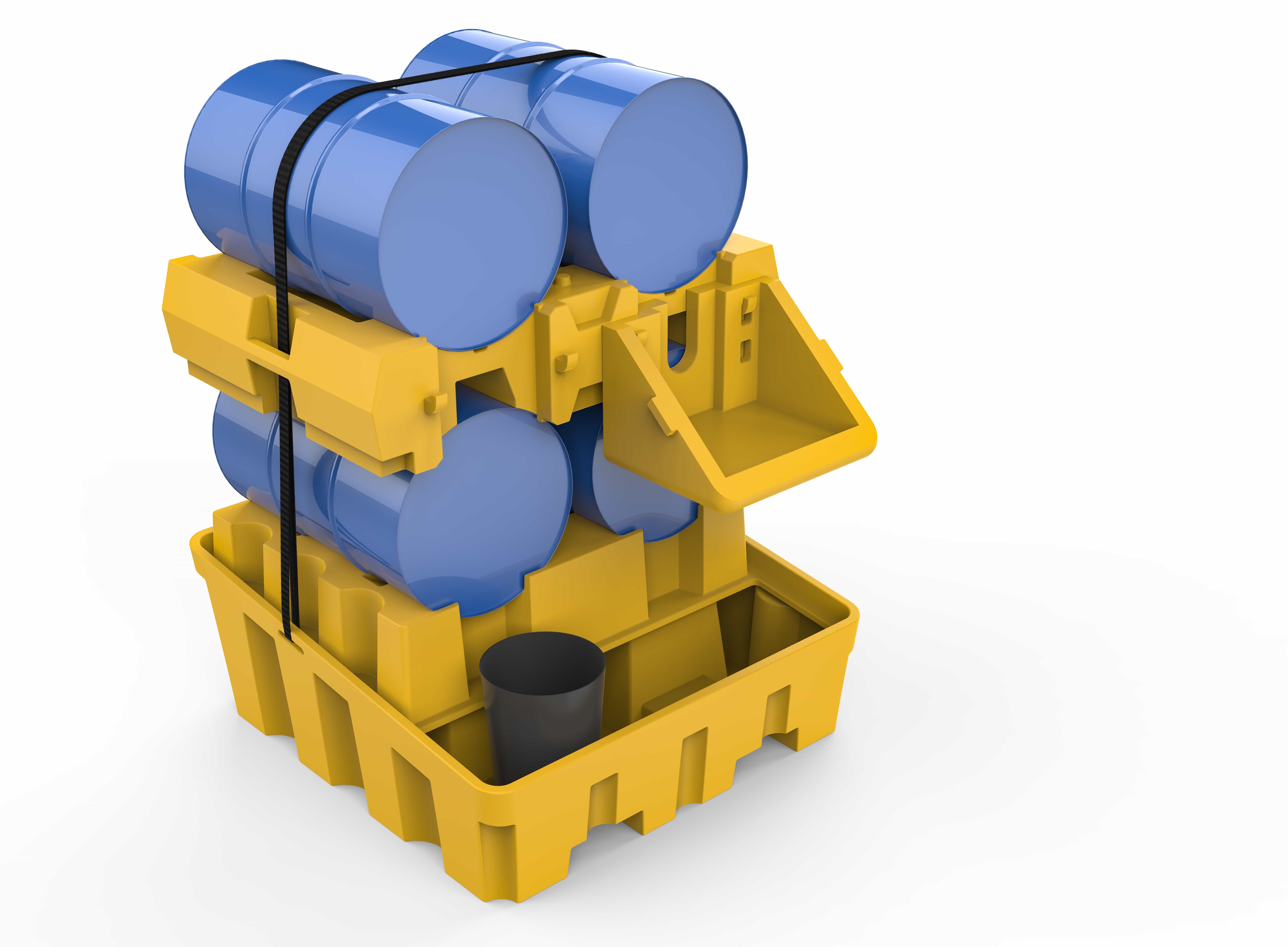 Heavy-Duty HDPE Drum Spill Pallet Rack – 4-Drum Capacity