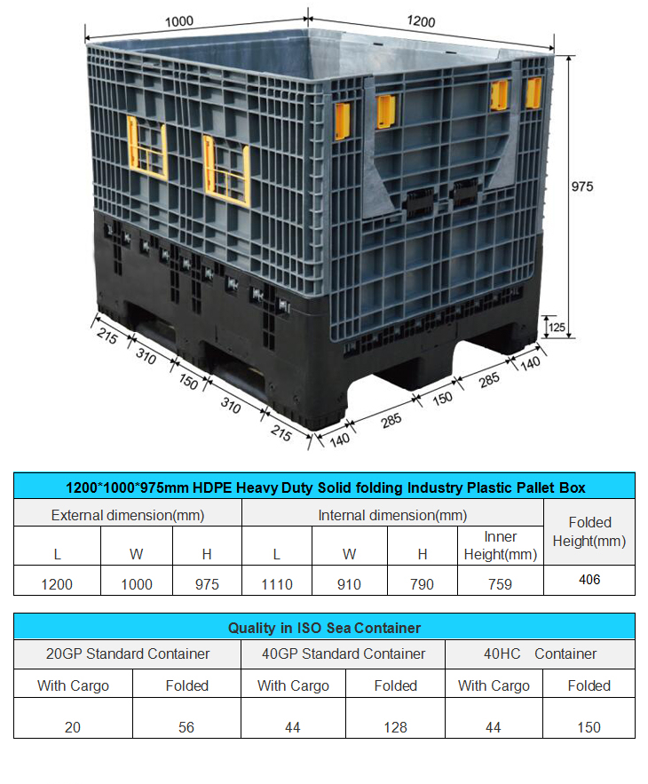 HDPE Heavy Duty Foldable Plastic Pallet Box | Stackable & Durable