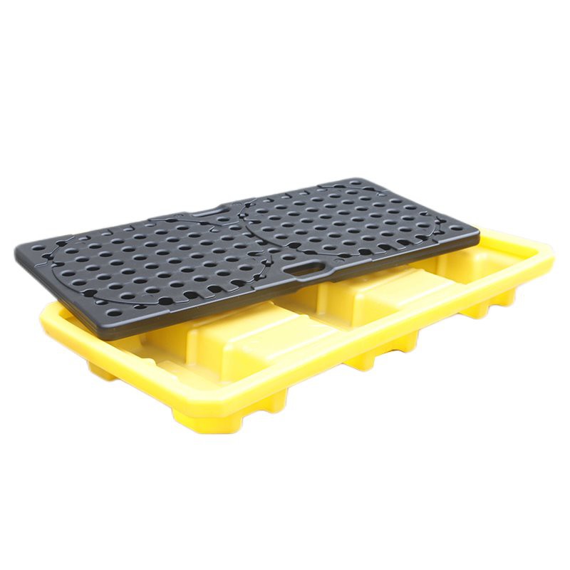 Durable HDPE 2-Drum Spill Containment Tray for Industrial Use