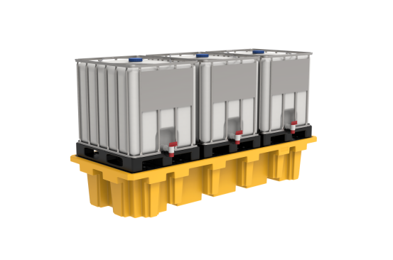 Heavy-Duty HDPE 3-Drum Spill Containment Pallet