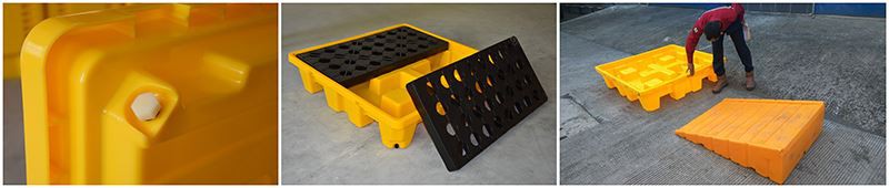 Durable HDPE Low Profile 4 Drum Spill Containment Pallet