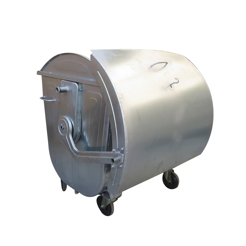 Heavy-Duty Metal Garbage Container - Galvanized Steel Waste Bin