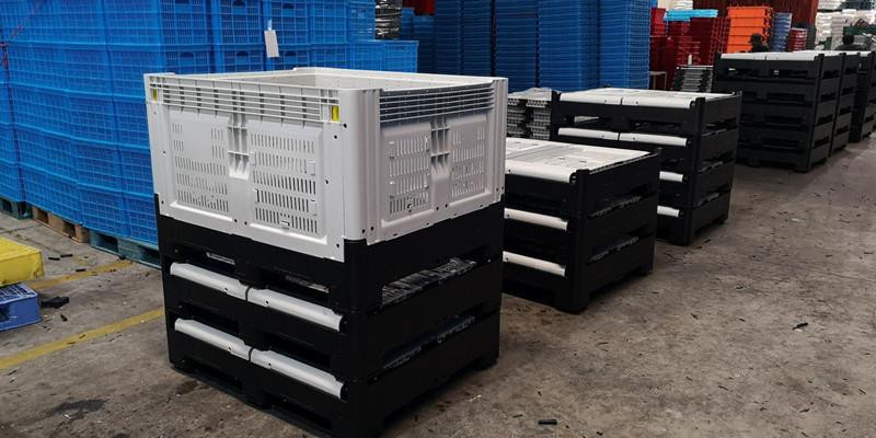 Heavy-Duty Vented Folding Plastic Pallet Container - Stackable & Durable