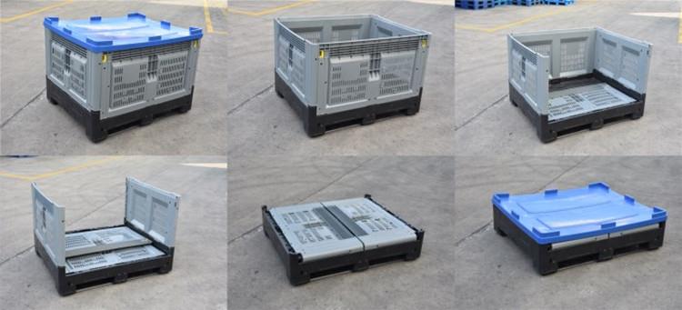 HDPE Pallet Bin Detail Durable Stackable Collapsible HDPE Plastic Pallet Bin for Logistics