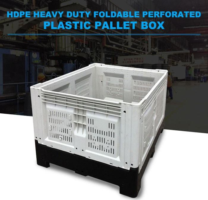 Foldable Perforated Plastic Pallet Box - HDPE, Stackable & Durable