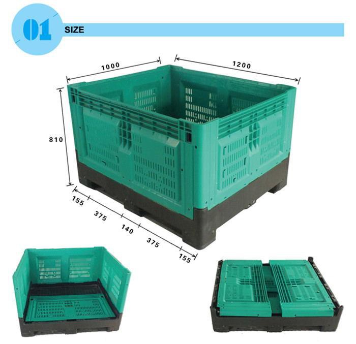 Foldable Perforated Plastic Pallet Box - HDPE, Stackable & Durable