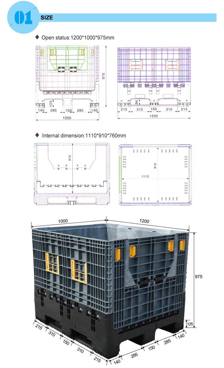Collapsible Pallet Box for Logistics Durable HDPE Foldable Plastic Pallet Box for Auto Industry