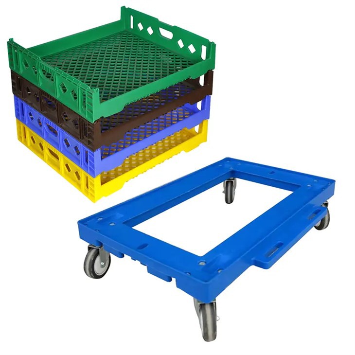 Durable HDPE Stackable Bread Crate with Dolly for Food Logistics