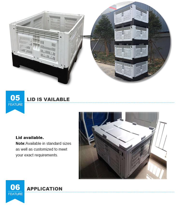 Customizable-plastic-crates Durable HDPE Stackable Plastic Folding Pallet Bins for Logistics
