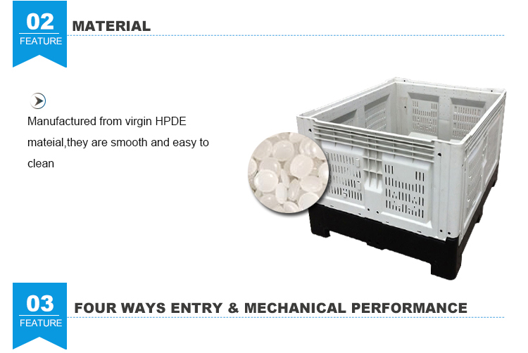Durable-stackable-plastic-crates Durable HDPE Stackable Plastic Folding Pallet Bins for Logistics