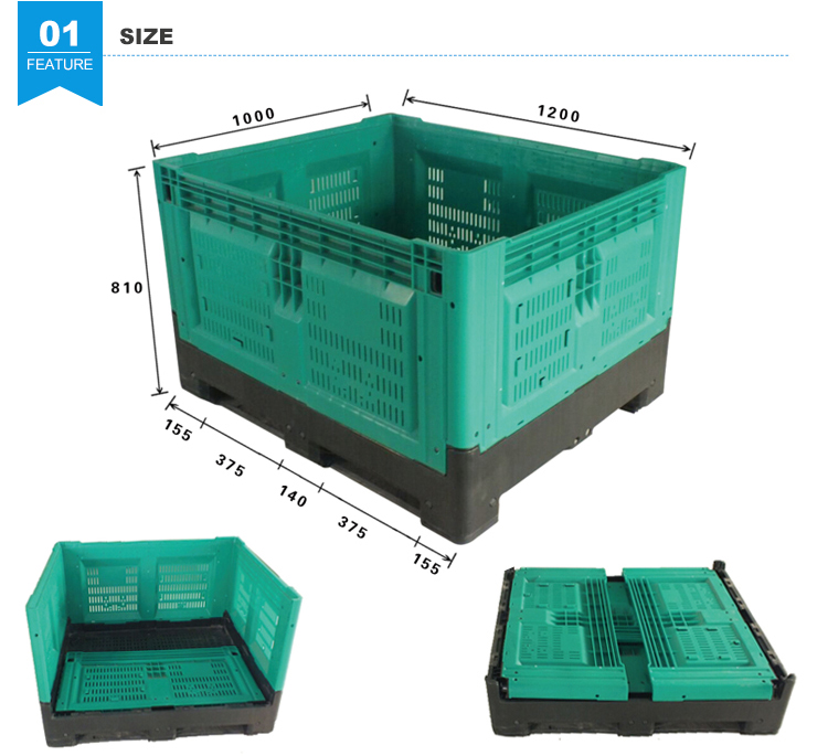 Foldable-plastic-pallet-bins Durable HDPE Stackable Plastic Folding Pallet Bins for Logistics