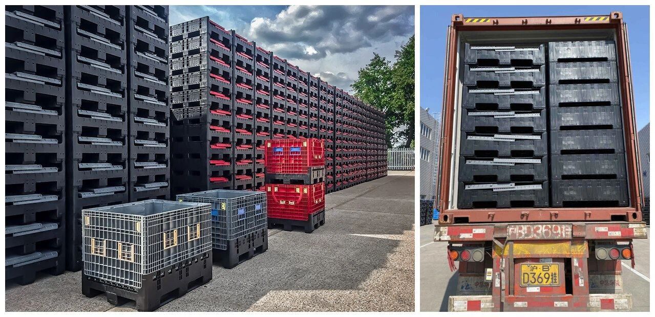 Bulk Shipping Container Durable HDPE Foldable Container with Drop Doors
