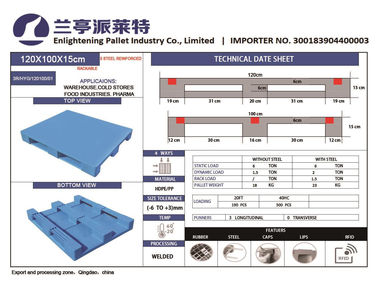 Heavy Duty HDPE Plastic Pallet for Logistics & Industrial Use