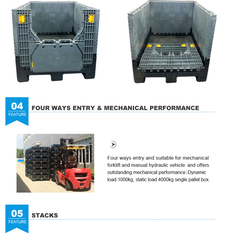 Heavy Duty Foldable Plastic Pallet Container with Lid