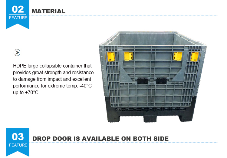 Heavy Duty Foldable Plastic Pallet Container with Lid