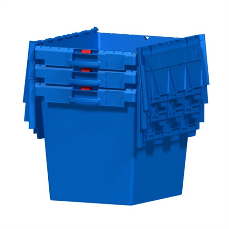 Durable Stackable HDPE Plastic Container with Attached Lids image 3