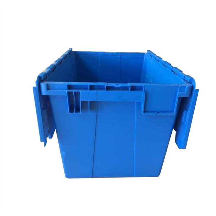 Durable Stackable HDPE Plastic Container with Attached Lids image 2