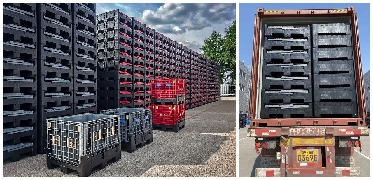 Large Foldable Pallet Box Durable HDPE Foldable Bulk Container 1200x1000mm for Logistics