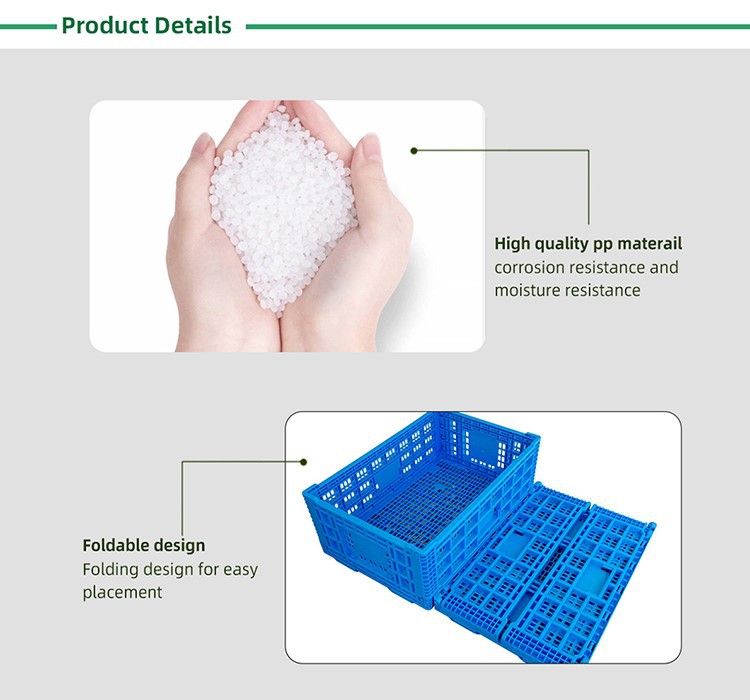 Foldable PP Plastic Crate Storage Solution Durable Foldable HDPE Plastic Crate - Stackable & Space-Saving