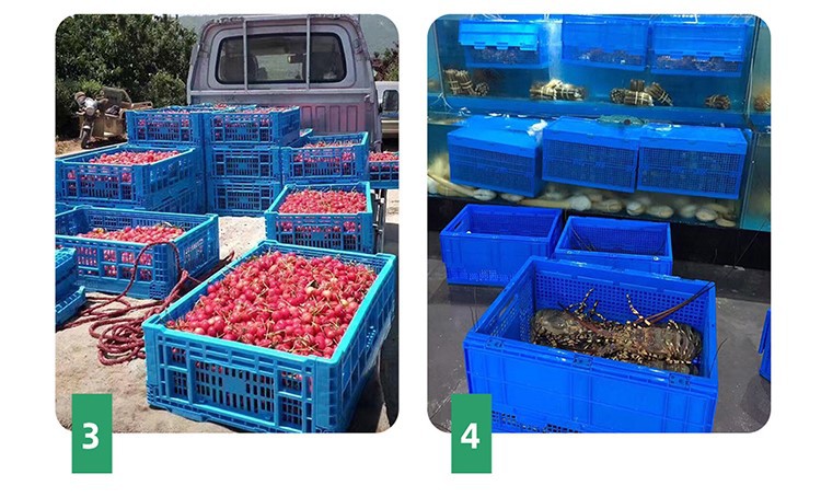 Versatile Plastic Storage Baskets Durable Foldable HDPE Plastic Crate - Stackable & Space-Saving