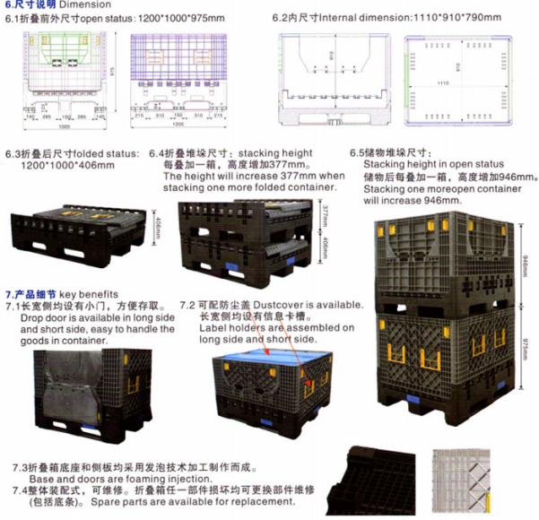 Durable HDPE Collapsible Plastic Pallet Box for Storage
